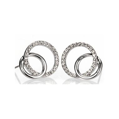 Silver Diamante Loop Earrings