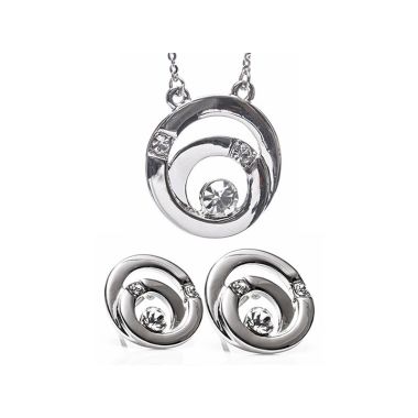 Newgrange Living Silver Spiral Stone Necklace & Ea