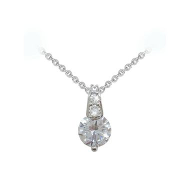 Allied Silver Round Stone Pendant with Pave Bale