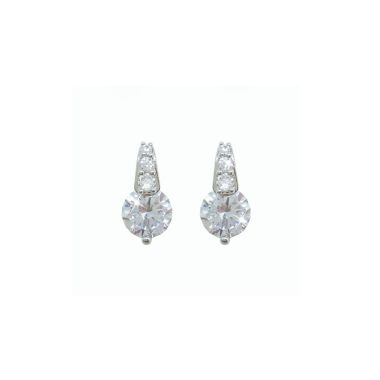 Allied Silver Round Earrings with Pave Bale