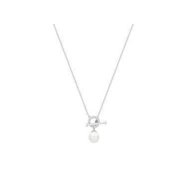 Allied T-Bar Pendant Silver With Pearl