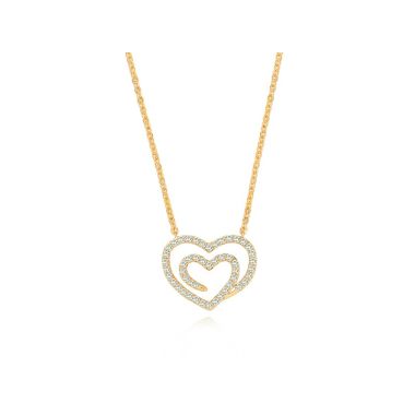 Allied TC Heart Pendant Gold Swirl Heart CZ Inset