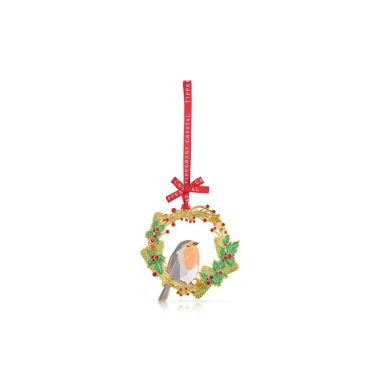 Sparkle Robin & Wreath Christmas Decoration