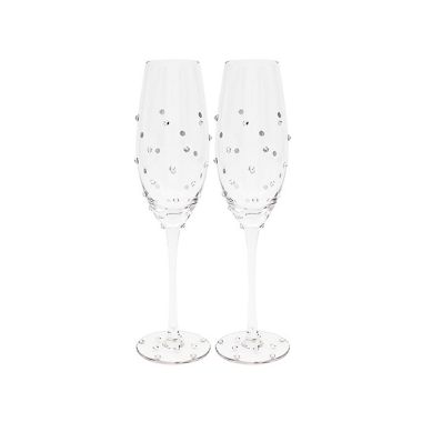 Glass Diamond Flute Set Of 2