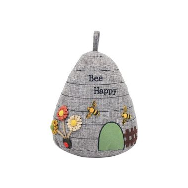 Bee Happy Doorstop Grey