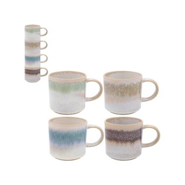 Elements Stone Glaze Stack Mug Mottle Set Of 4