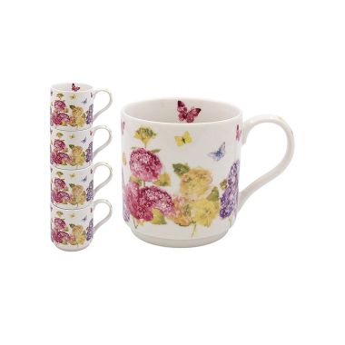 Butterfly Blossom Stacking Mugs Set Of 4