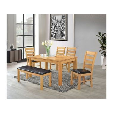 Chelsea Set, Oak Table With 4 Chairs & A Bench