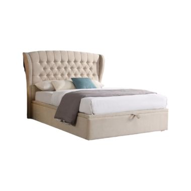 Lily Beige Fabric Gas Lift Bed
