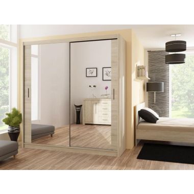 Paris/ Malta 1.2M Mirrored Slide Robe - Oak