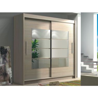Toronto 1.8 Mirrored Slide Robe - Oak