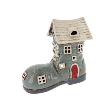 Village Pottery Large Boot House Grey Tealight