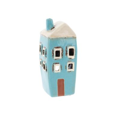 Village Pottery Tall House Turquoise Mini Tealight
