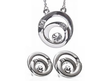 Newgrange Living Silver Spiral Stone Necklace & Ea