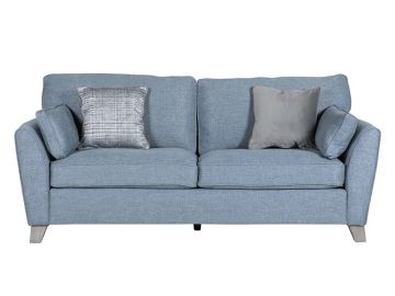 Cantrell Blue Fabric 3 Seater Sofa