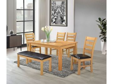 Chelsea Set, Oak Table With 4 Chairs & A Bench