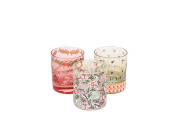 Cath Kidston Xmas Ditsy So3 Glass Tealight Holders