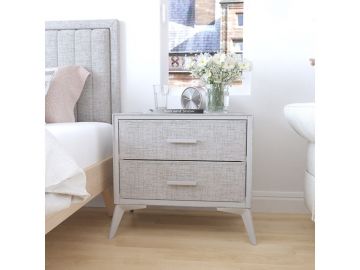 Farrell Grey Fabric and Metal Bedside Locker