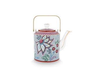 Giftset Teapot Oriental Flower Festival Blue 1Ltr