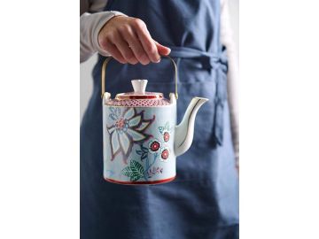 Giftset Teapot Oriental Flower Festival Blue 1ltr