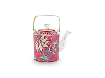 Giftset Teapot Oriental Flower Festival Dark Pink