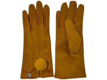 Stylish Pom Pom Boxed Gloves Yellow