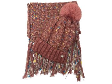 Flecked Boxed Hat & Scarf Set Pink