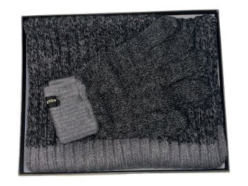 EQ For Men Flecked Scarf Glove Set Grey