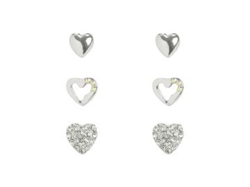 Indulgence Rhodium Crystal Heart Trio Earrings