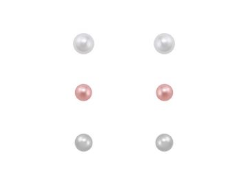 Indulgence Balls Rhodium Pearl Pink Trio Earing