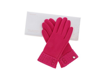 Knitted Cuff Boxed Gloves Pink