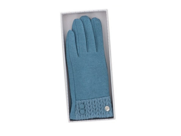 Knitted Cuff Boxed Gloves Blue