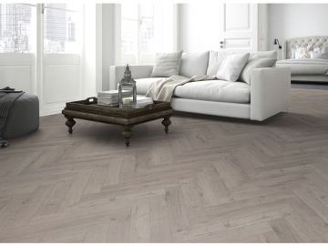 Lignum Fusion Oak Robust Grey Herringbone 14mm Lam