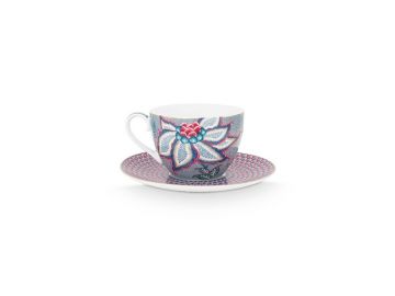 Set of 2 Cups & Saucers Flower Festival Light Blue