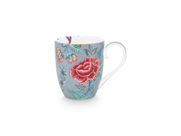 Set of 2 Mugs Small Flower Festival Light Blue 145