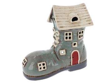 Village Pottery Large Boot House Grey Tealight