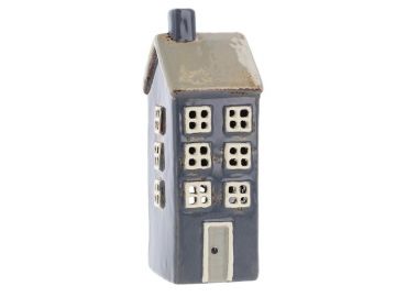 Village Pottery Tall Blue House Tealight