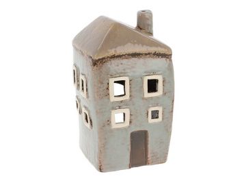 Village Pottery Tall House Grey Mini Tealight