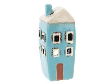 Village Pottery Tall House Turquoise Mini Tealight