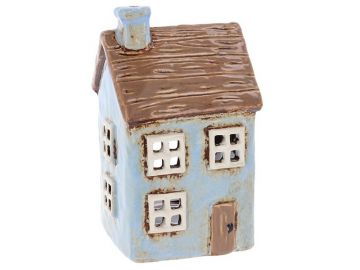 Village Pottery Thatch House Pale Blue Tealight