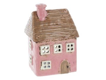 Village Pottery Thatch House Pink Tealight