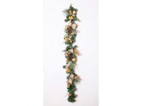 150cm Champagne Garland With Baubles & Pinecone