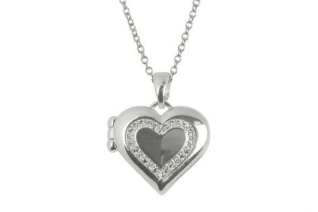 Indulgence Silver Crystal Heart Locket Necklace