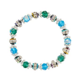 Indulgence Silver Blue Green Stretch Bracelet