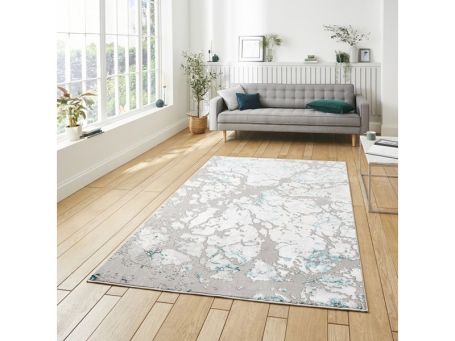 Apollo Grey and Green Abstract Patterned Rug