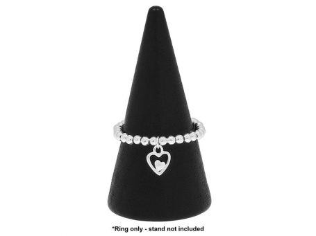 Stackable Silver Plated Ring Dangly Heart (JD)