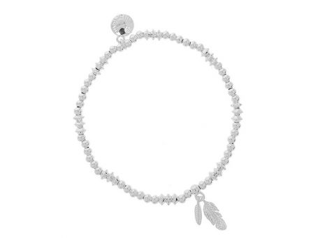 Stackable Silver Plated Bracelet Feathers (JD)