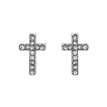 Indulgence Rhodium Crystal Cross Earrings