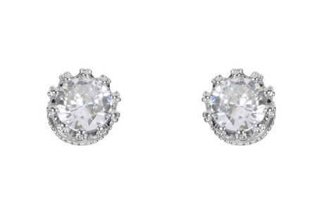 Indulgence Crown Rhodium Stone Earrings