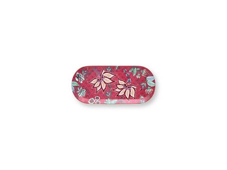 Cake Tray Rectangular Flower Festival Dark Pink